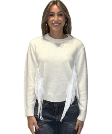 Maglia girocollo frange