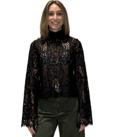 T shirt pizzo manica larga