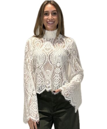 T shirt pizzo manica larga